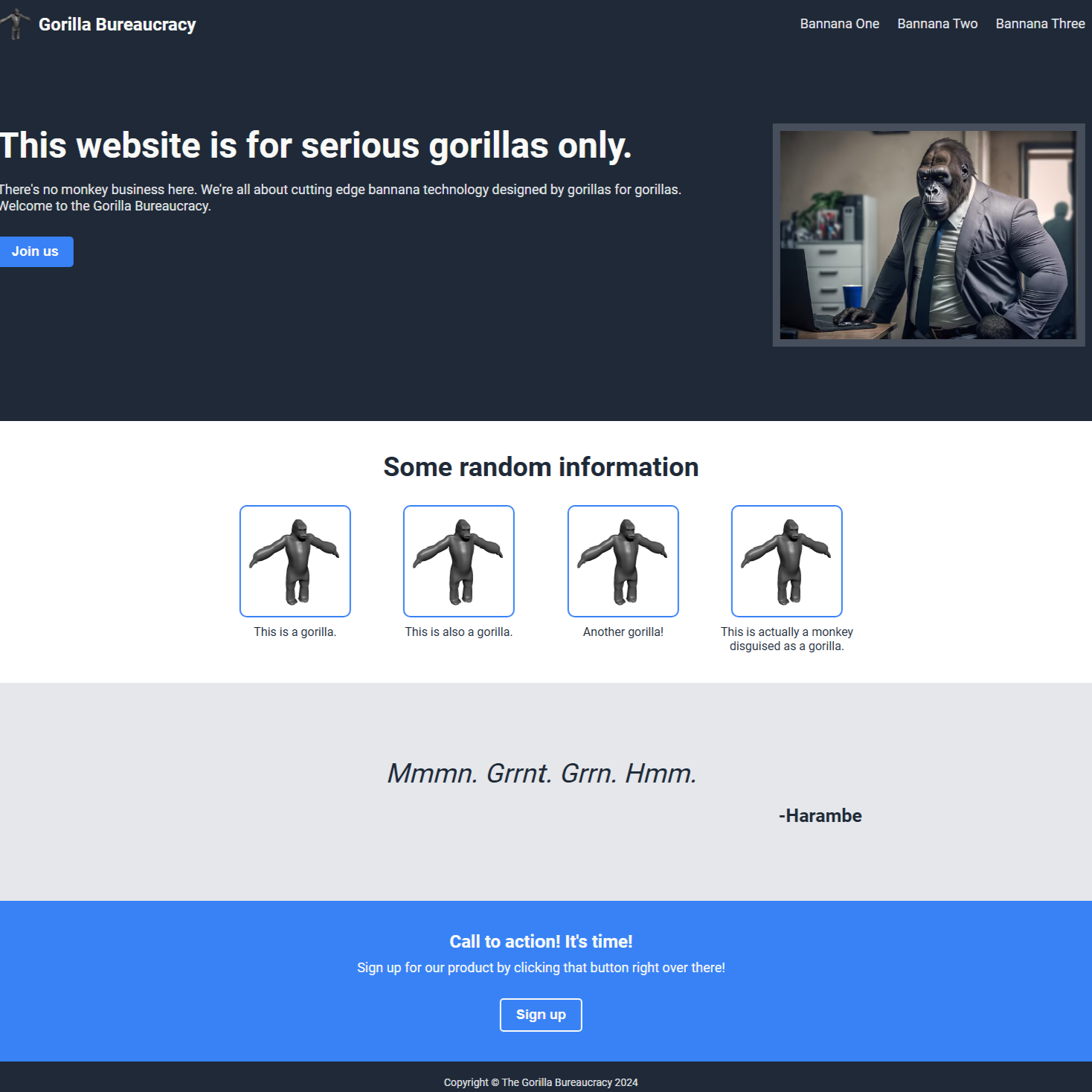 Gorilla Bureaucracy Landing Page